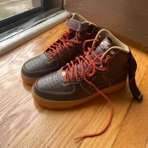 Nike Men's Orange and Brown high tops